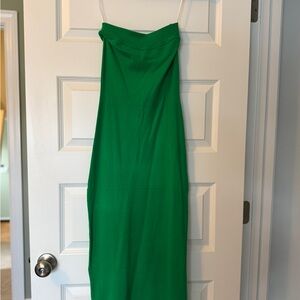 Elegant Green Strapless Knit Dress